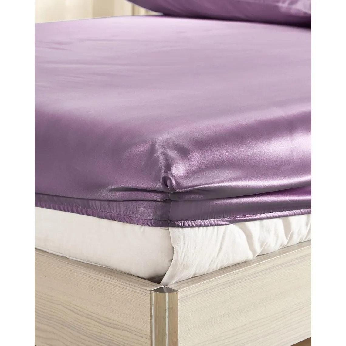 Drap Housse en Soie  Sans Couture violet  | 3 Suisses