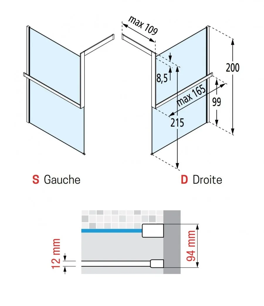 Fixation au mur à Droite + Porte-serviette - Blanc Mat - salle de bain