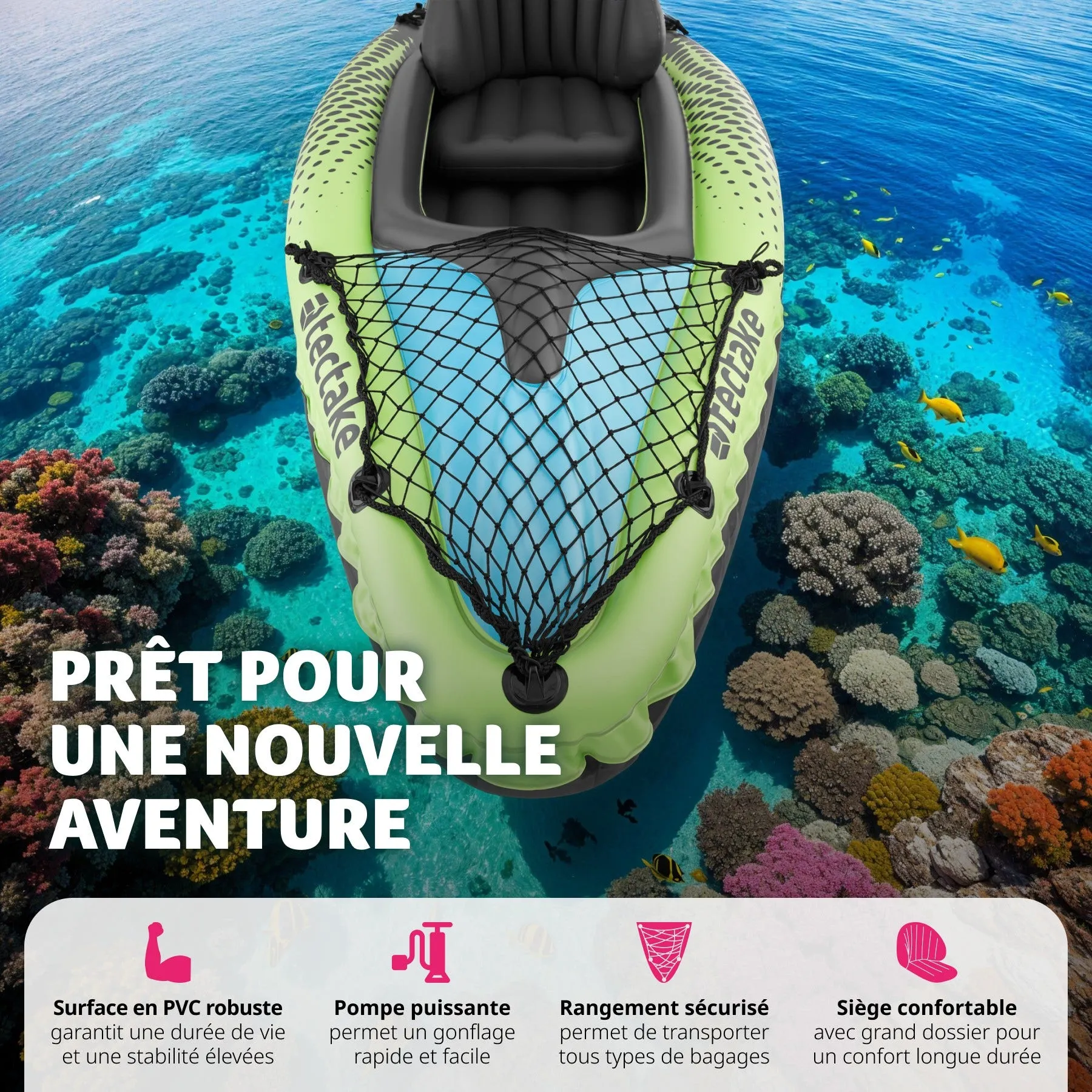 Kayak gonflable Liberty, kit complet avec sac de transport