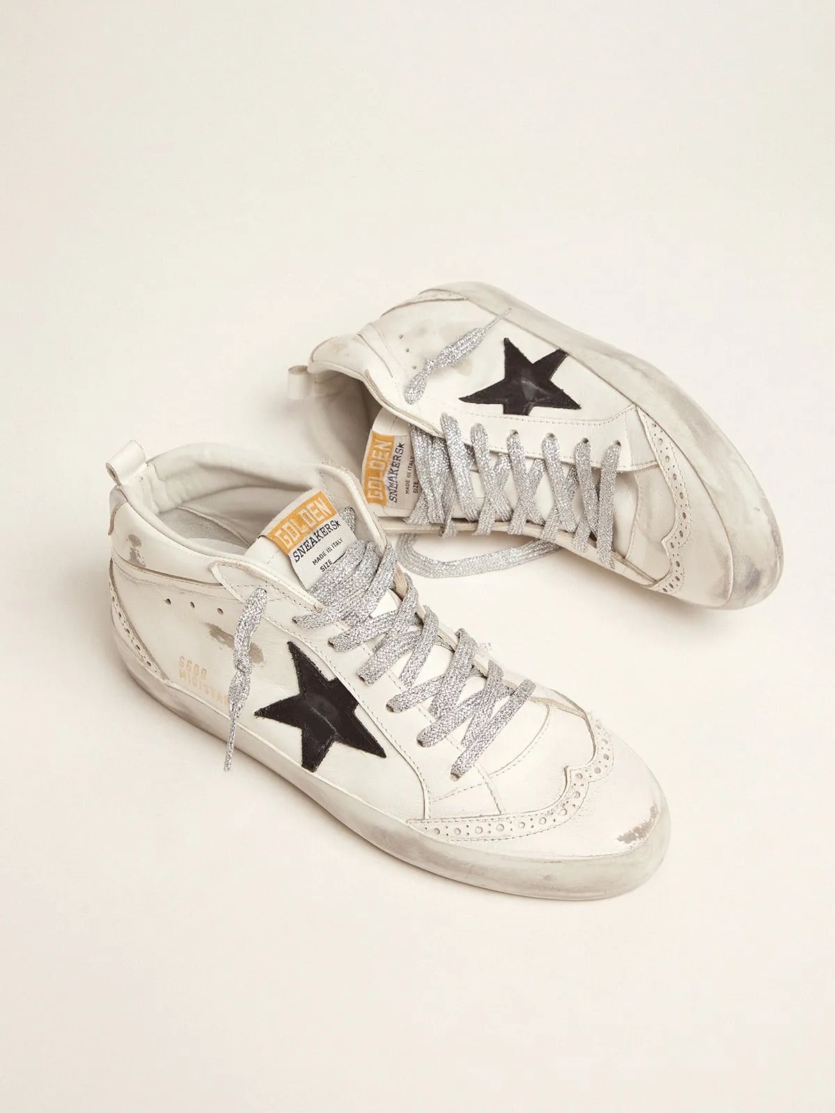 Mid-Star femme avec contrefort lamé et lacets pailletés | Golden Goose