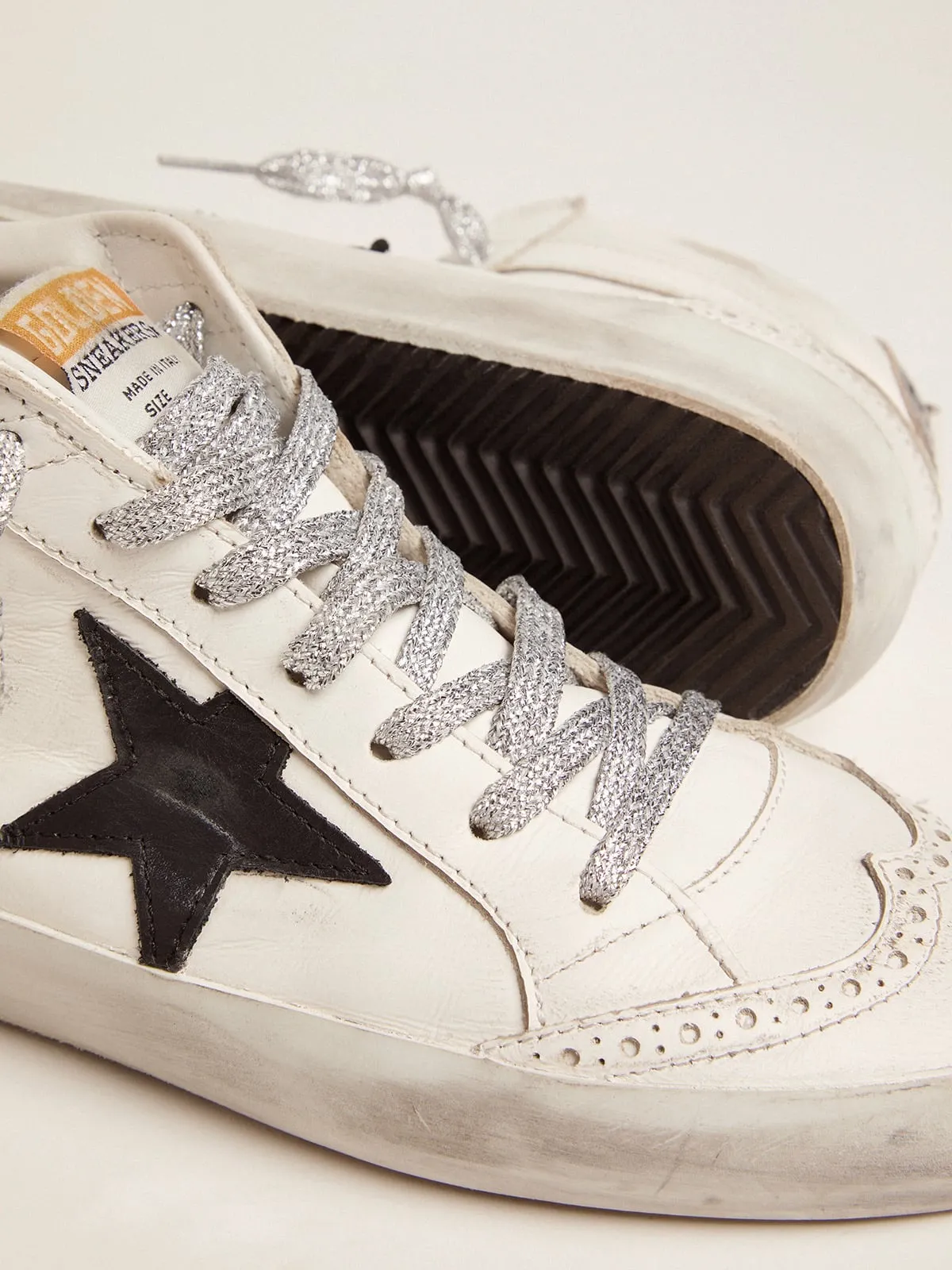Mid-Star femme avec contrefort lamé et lacets pailletés | Golden Goose