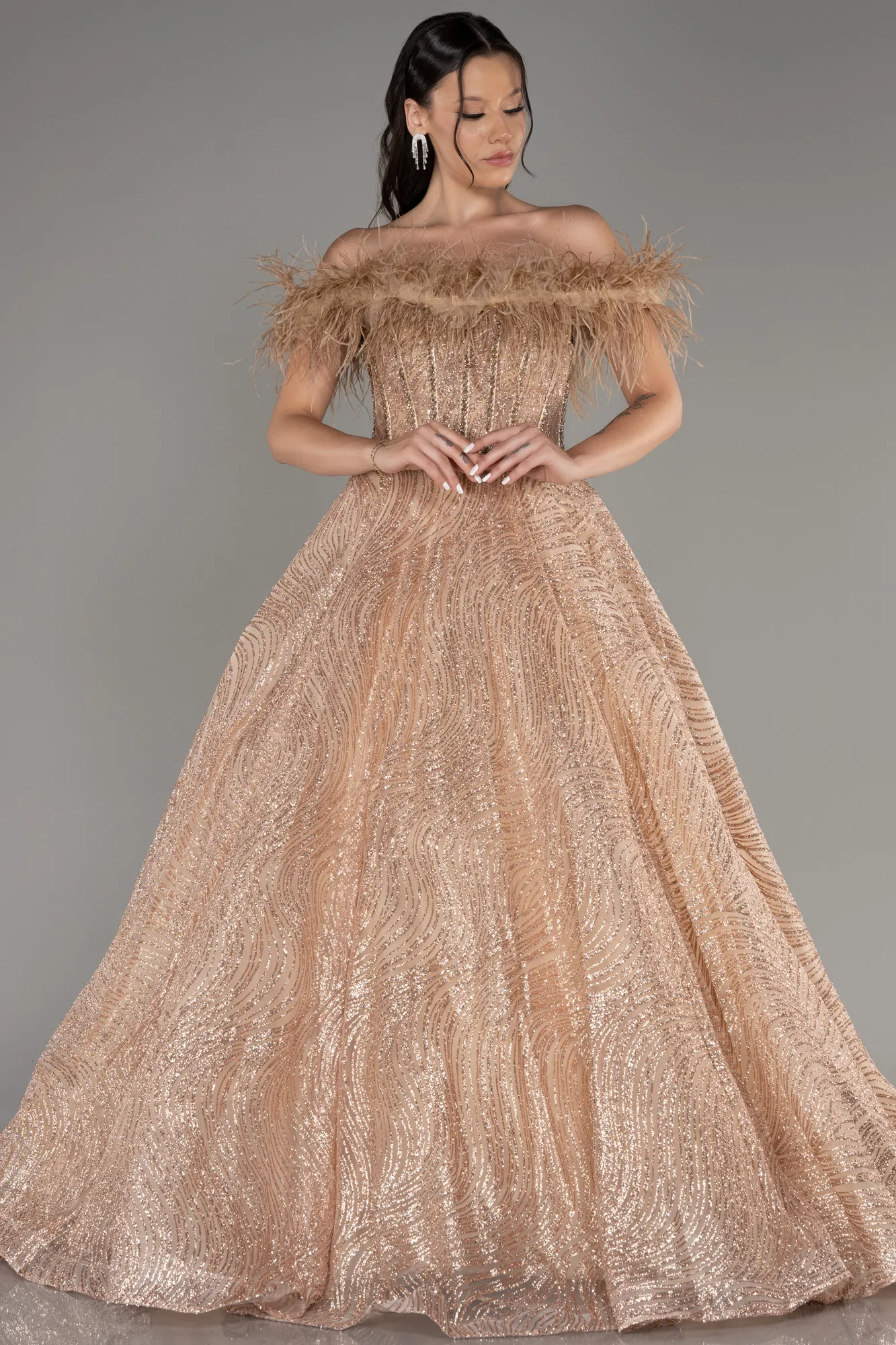 Robe de Soirée Longue Or ABU4009
