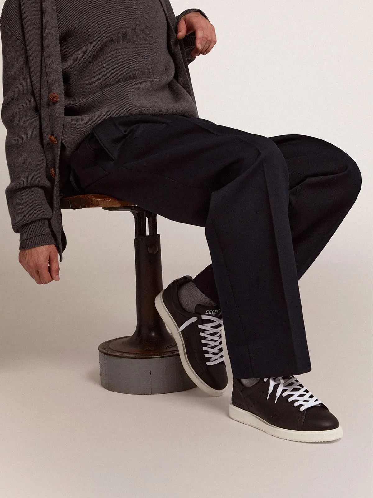 Starter homme en cuir avec étoile imprimée sur le contrefort | Golden Goose