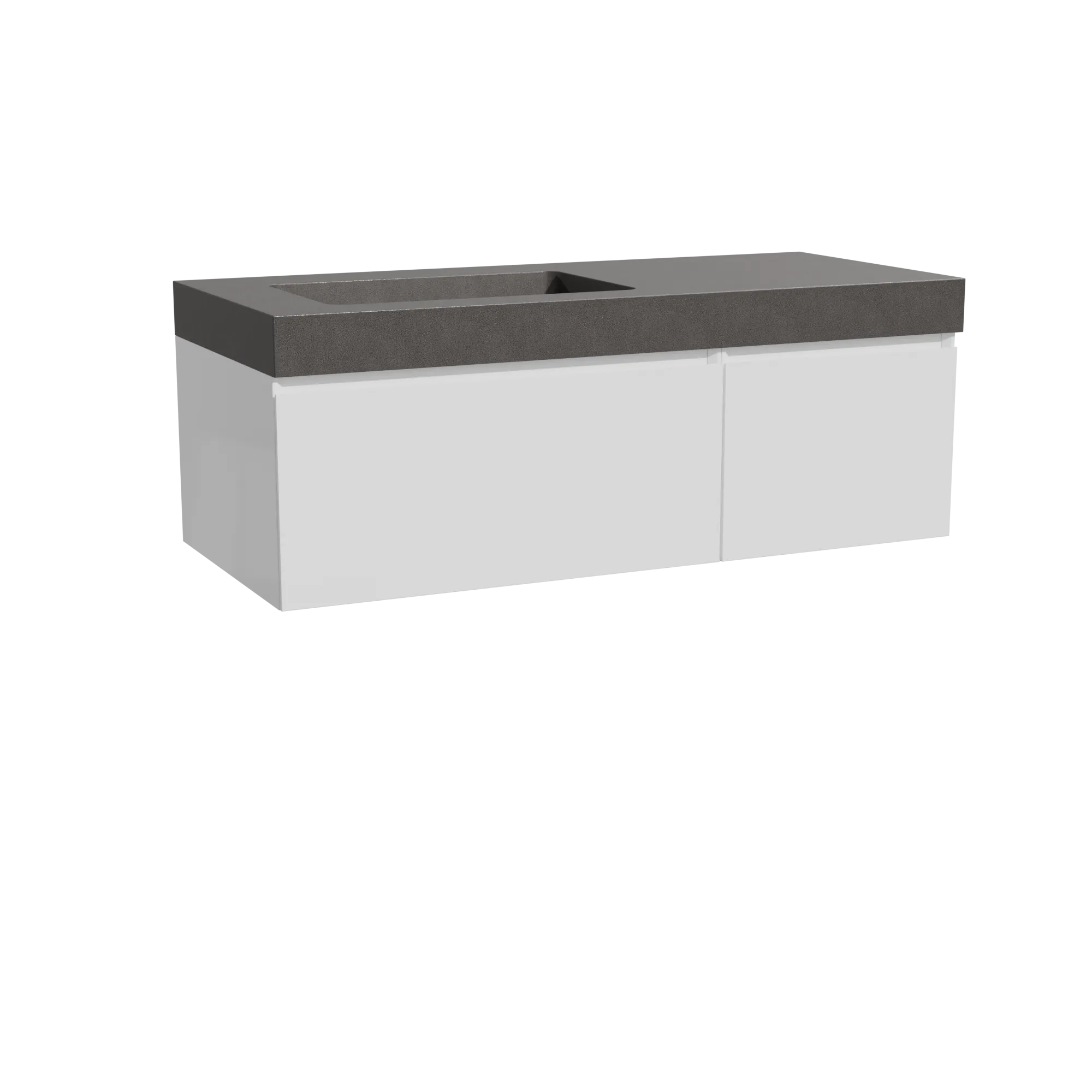 Storke Edge meuble salle de bains suspendu 120 x 52 cm blanc brillant avec Scuro High plan vasque asymétrique à gauche en quartz