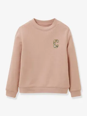 Sweat fille brodé tissu Liberty - coton bio CYRILLUS rose - Cyrillus