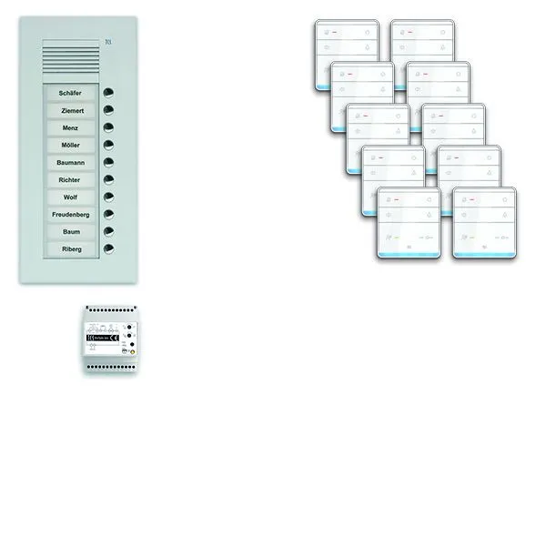 Système de commande de porte audio TCS : pack UP pour 10 unités d&#039;habitation avec poste extérieur PUK 10 boutons de son