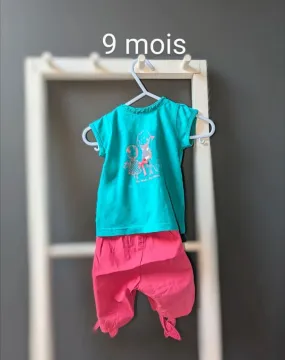 T shirt et short 3/4 a nouer aux mollets - Tape à l'œil - 9 mois  | Beebs